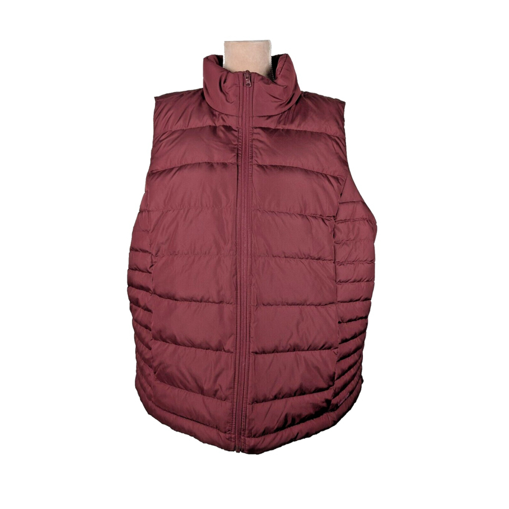 Lands End Down Puffer Vest 600 Fill Burgundy 2XL 20W 22W Full Zip